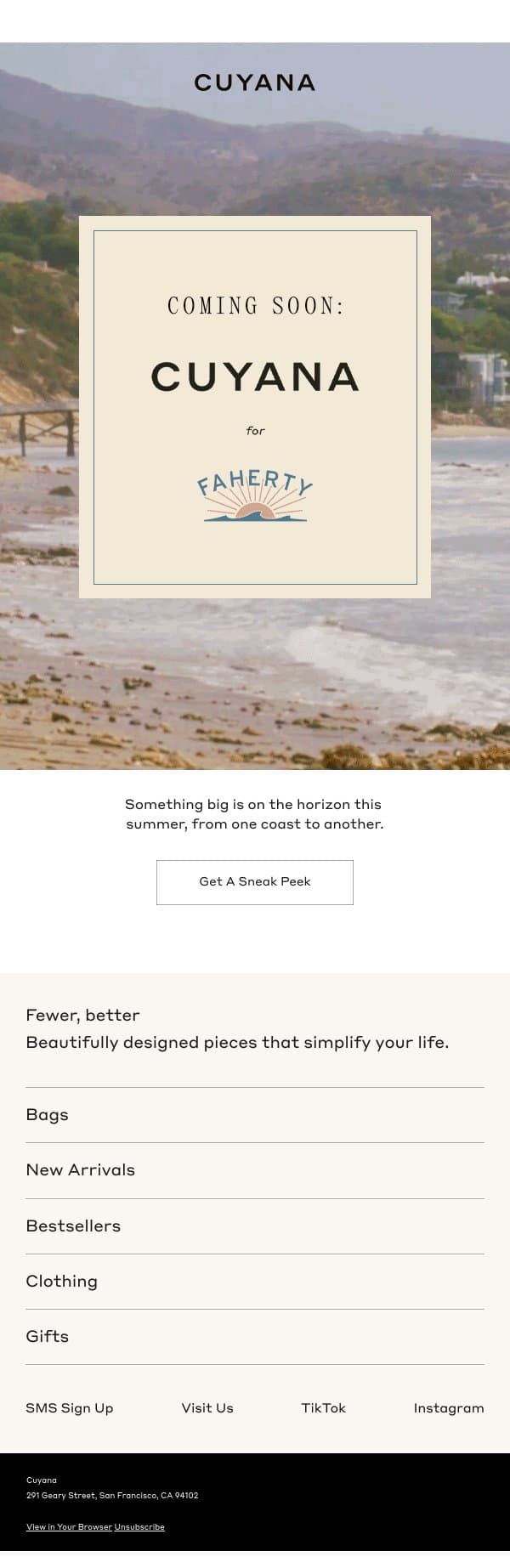 Cuyana for Faherty email from Cuyana screenshot