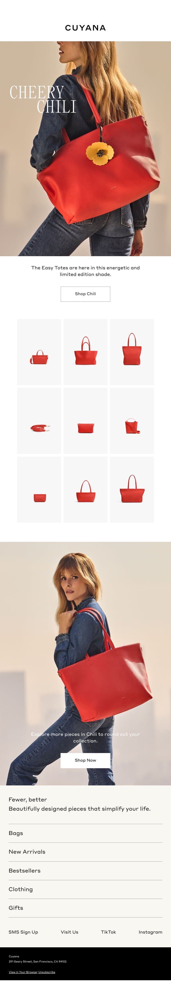 New in Limited Edition Chili email from Cuyana screenshot
