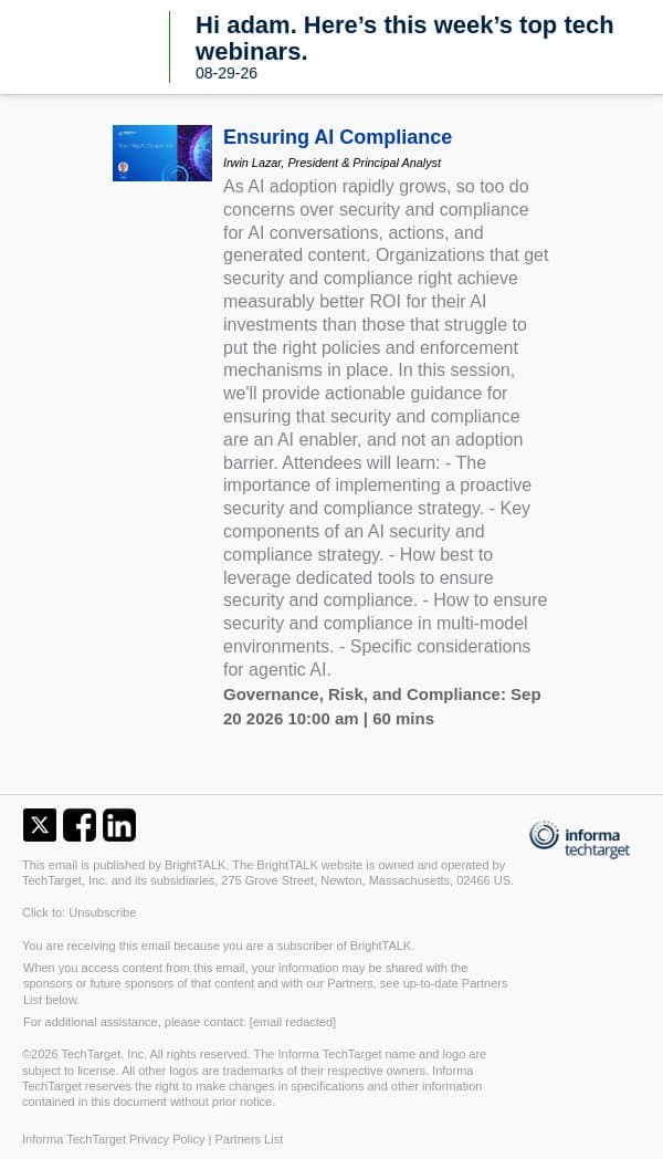 Ensuring AI Compliance email from D2iQ screenshot