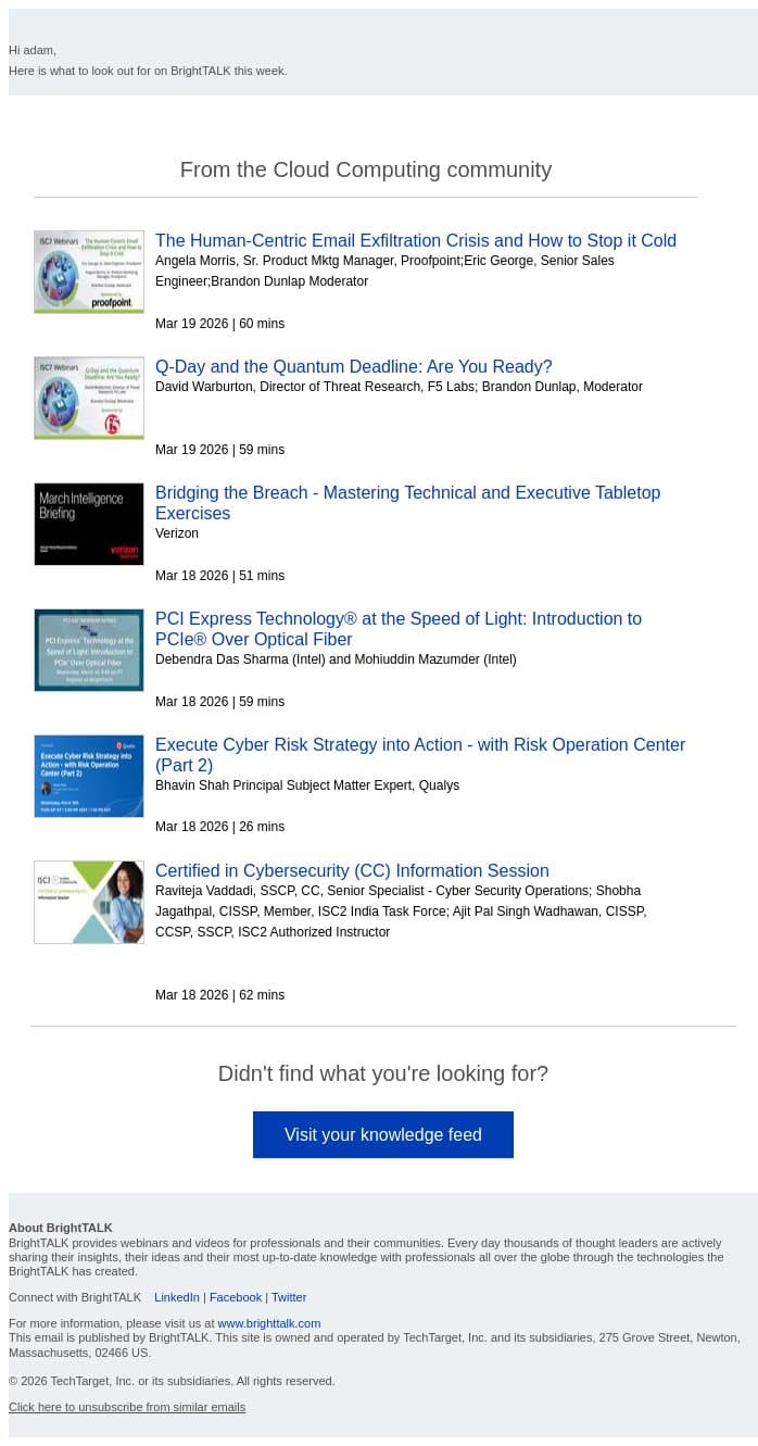 Weekly update: The Human-Centric Email Exfiltration Crisis and How to Stop it Cold email from D2iQ screenshot