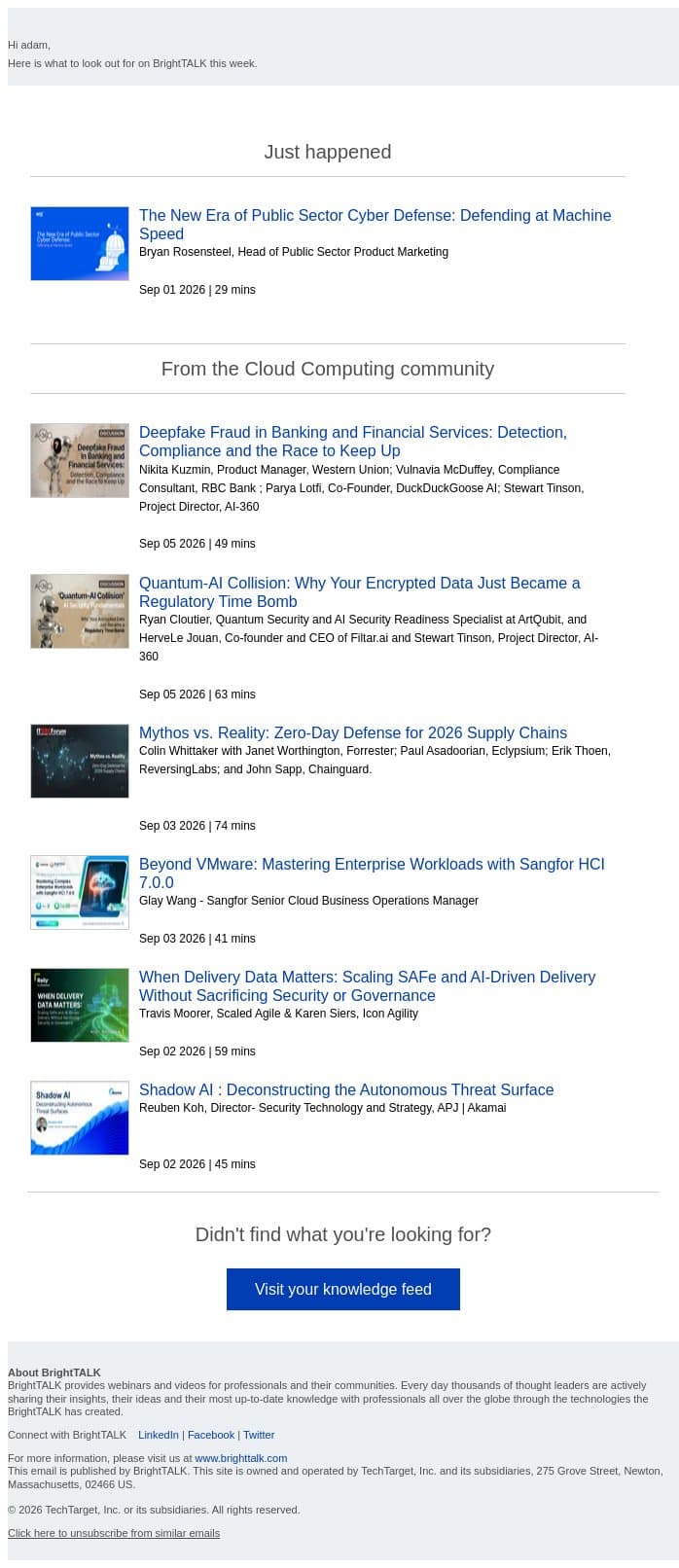 Weekly update: The New Era of Public Sector Cyber Defense: Defending at Machine Speed email from D2iQ screenshot