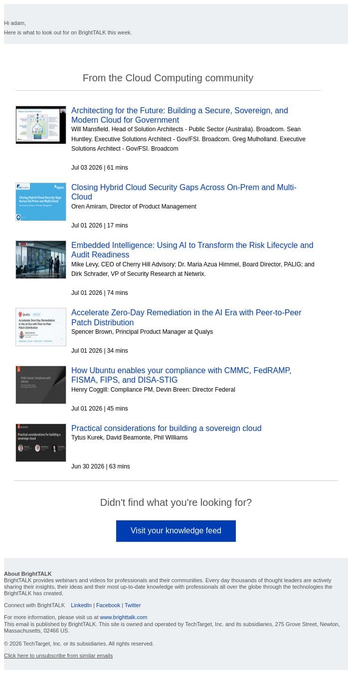 Weekly update: Architecting for the Future: Building a Secure, Sovereign, and Modern Cloud for Government email from D2iQ screenshot