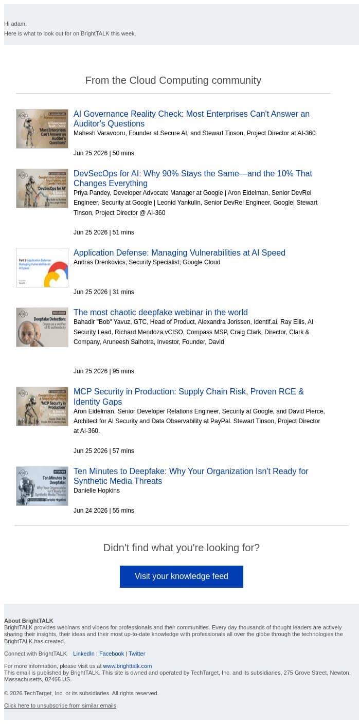 Weekly update: AI Governance Reality Check: Most Enterprises Can't Answer an Auditor's Questions email from D2iQ screenshot