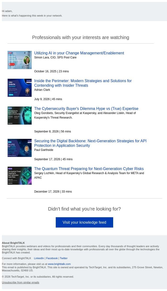 Watch the latest recommendations from your network email from D2iQ screenshot