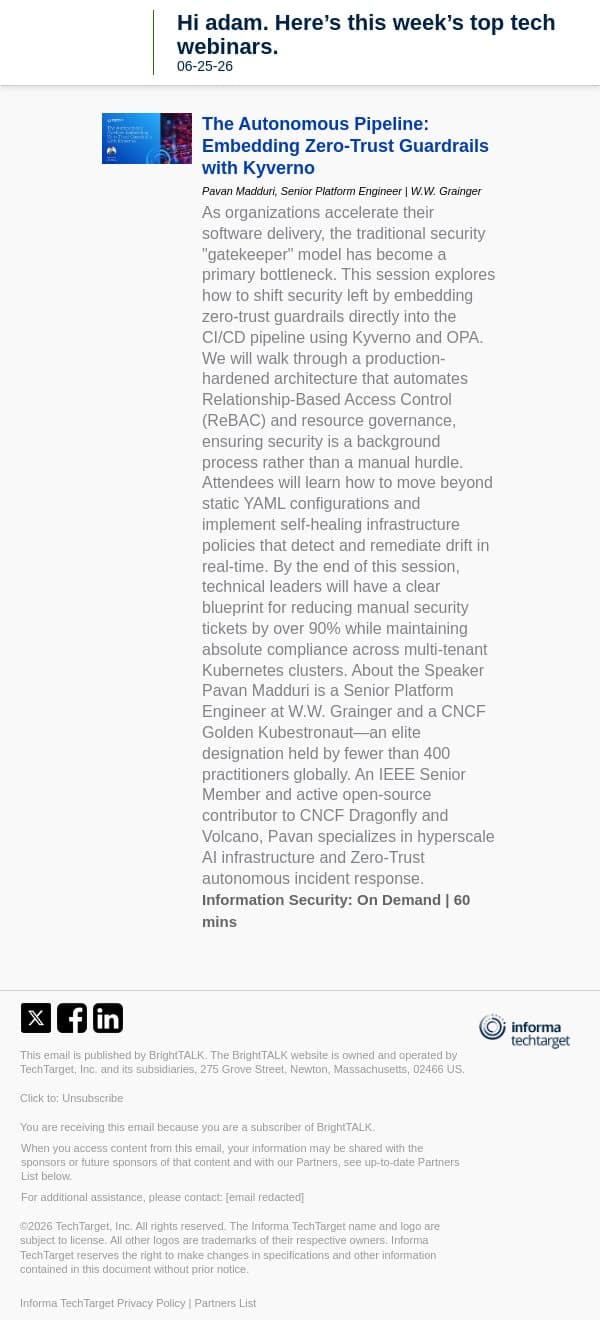 The Autonomous Pipeline: Embedding Zero-Trust Guardrails with Kyverno email from D2iQ screenshot