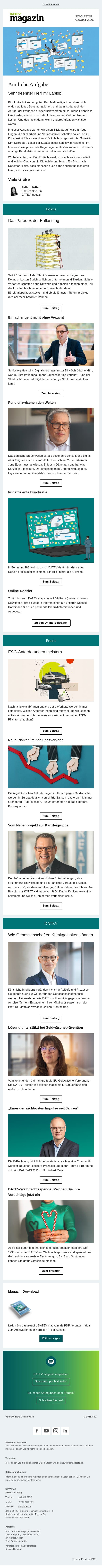 DATEV magazin: Amtliche Aufgabe email from Datev screenshot