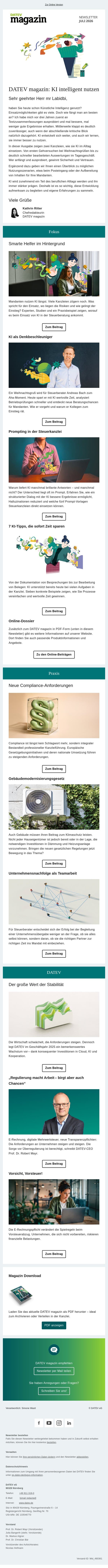 DATEV magazin: KI intelligent nutzen email from Datev screenshot