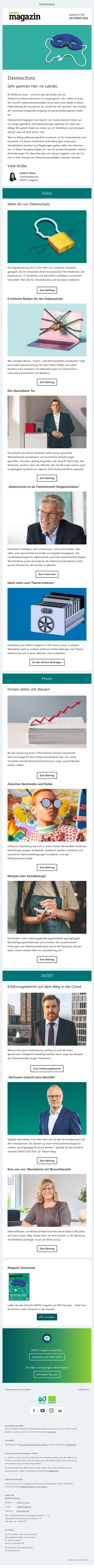 DATEV magazin: Datenschutz email from Datev screenshot