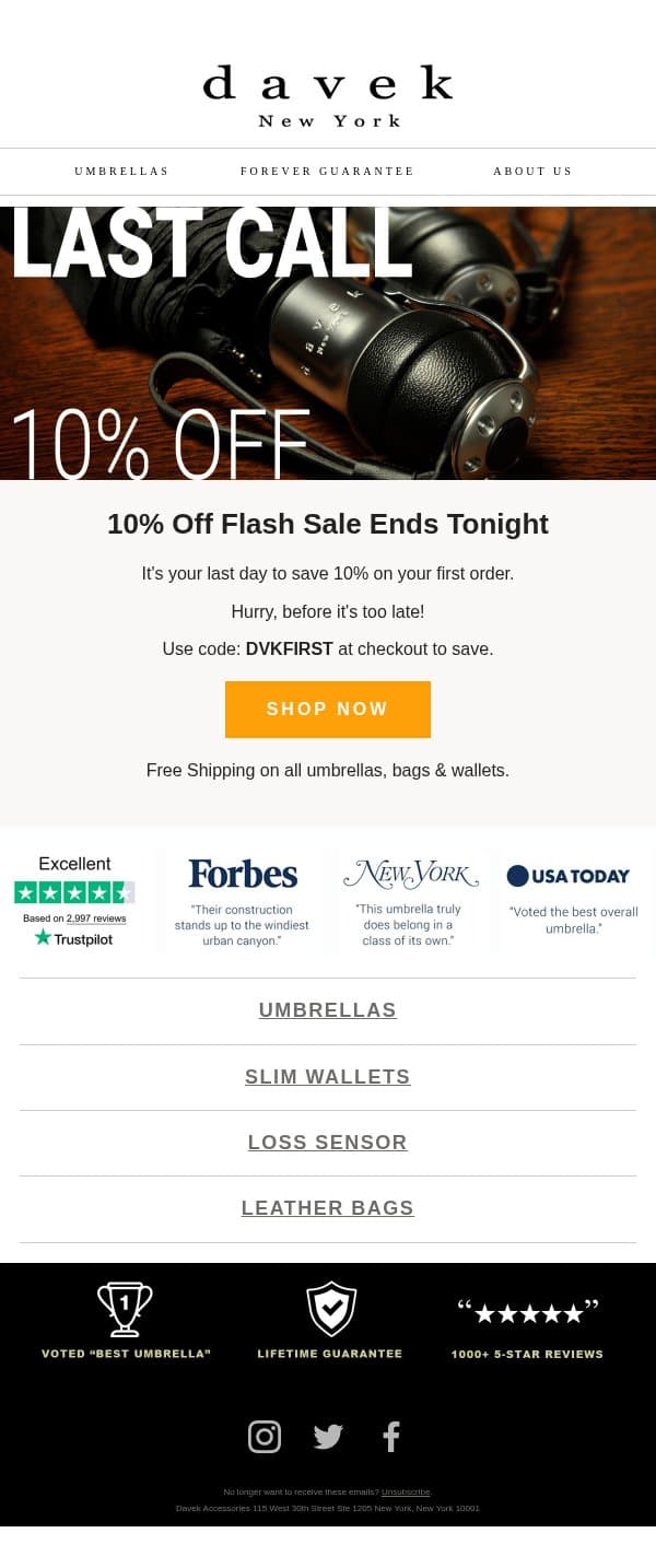 ⚡ Last chance to save 10% email from Davek screenshot
