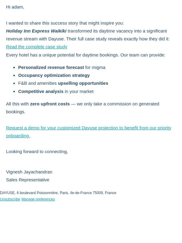 Last Chance to Transform Your Daytime Revenue For Free email from Dayuse screenshot