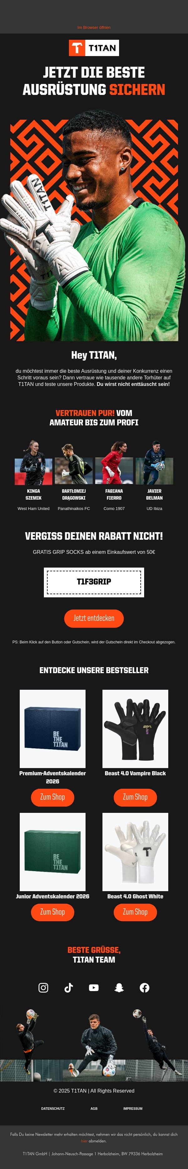 Egal ob Amateur oder Profi! Mit T1TAN zum Ziel email from De screenshot