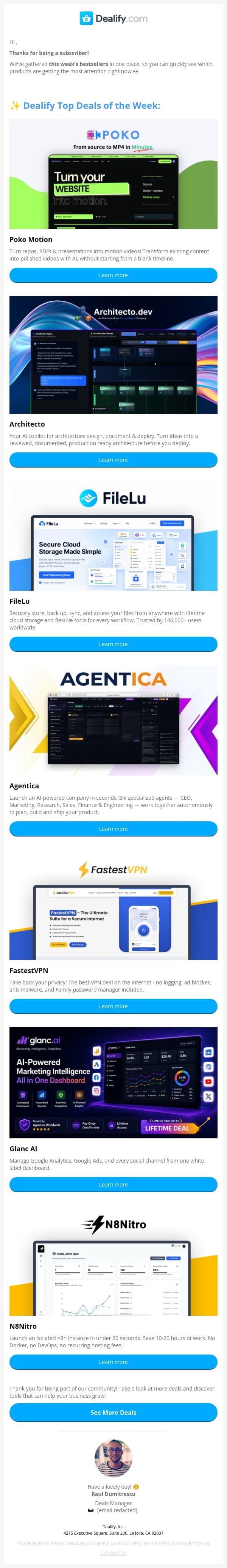 🏆 Dealify's Best Selling Deals of the Week email from Dealify screenshot