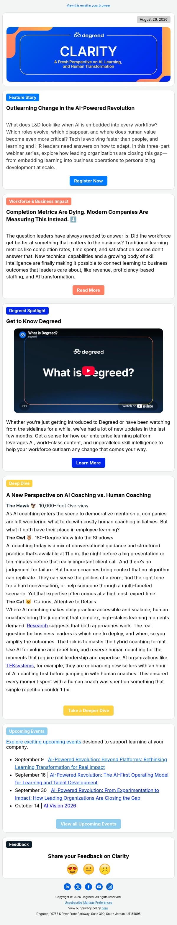 Living In the AI Revolution email from Degreed screenshot