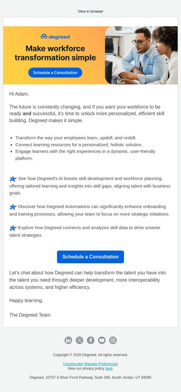 Ready to get personal? email from Degreed screenshot
