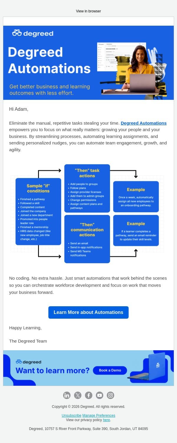 Personalize learning for better engagement... automatically email from Degreed screenshot
