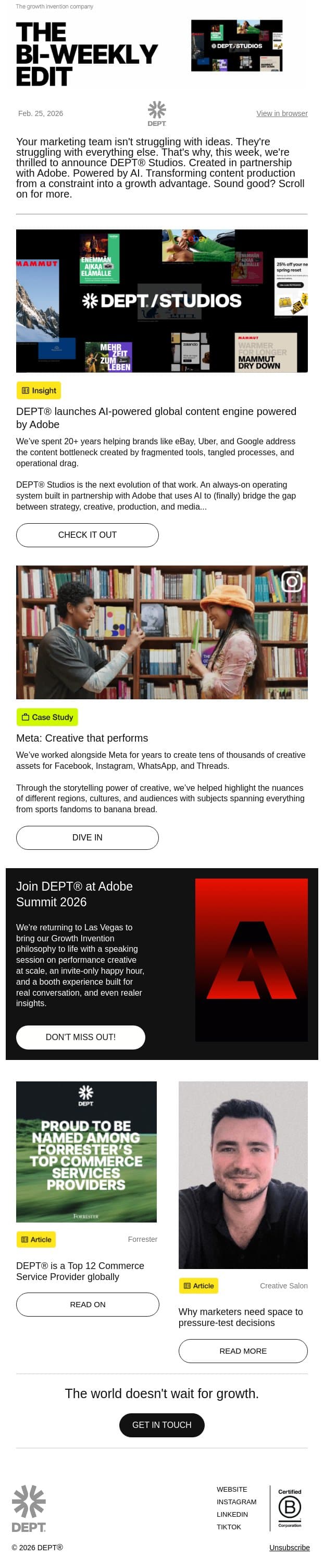The content bottleneck ends here. email from DEPT screenshot
