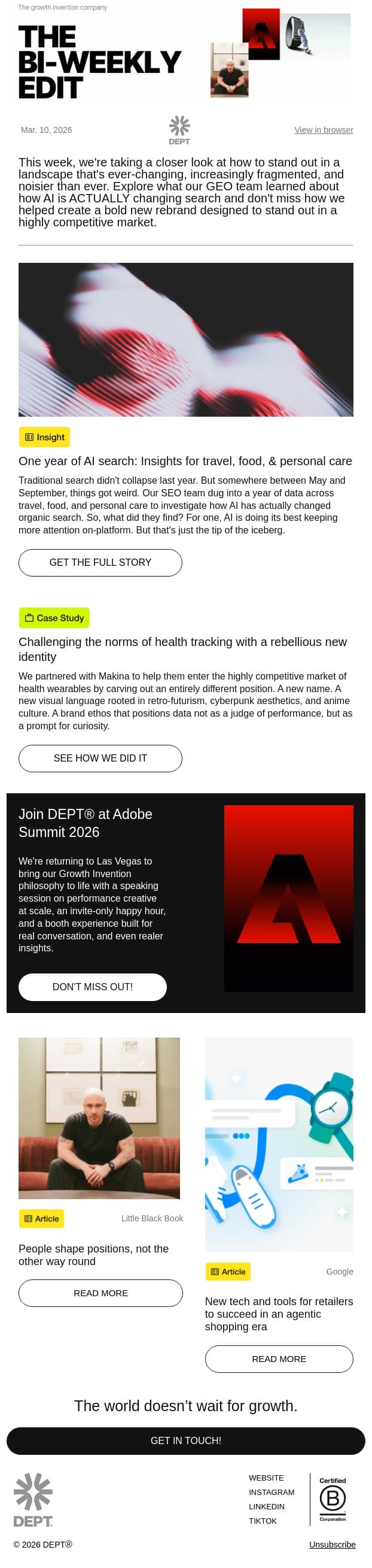 Breakthrough redux: New lessons for standing out email from DEPT screenshot