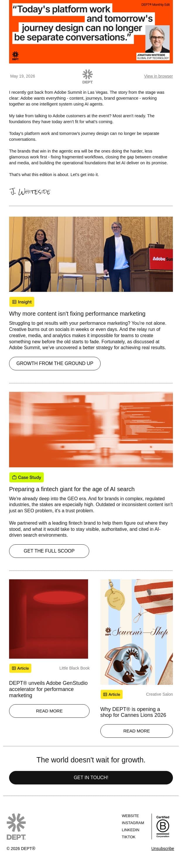 Preparing for agentic AI: The unglamorous work no one’s talking about email from DEPT screenshot