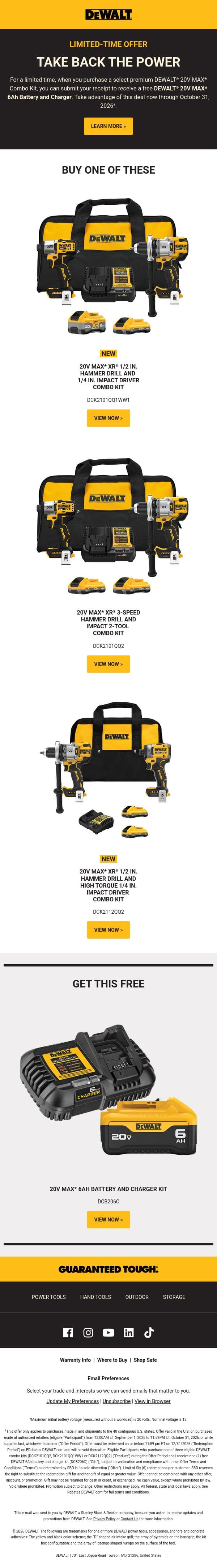 Don’t Miss This Limited-Time Offer email from DeWalt screenshot