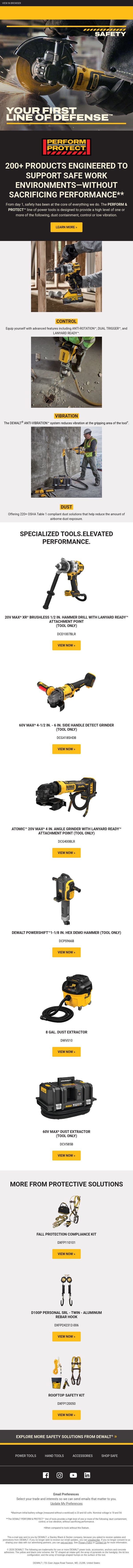 Safety is at Our Core email from DeWalt screenshot