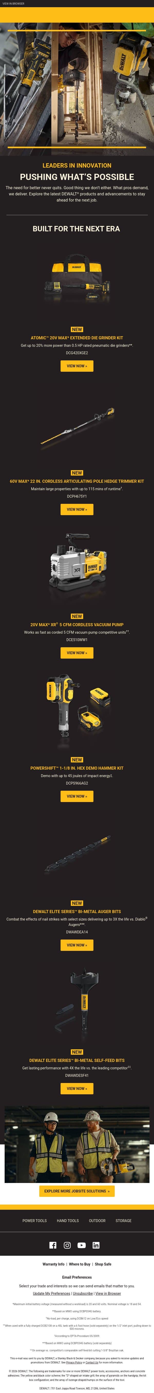Push What’s Possible email from DeWalt screenshot