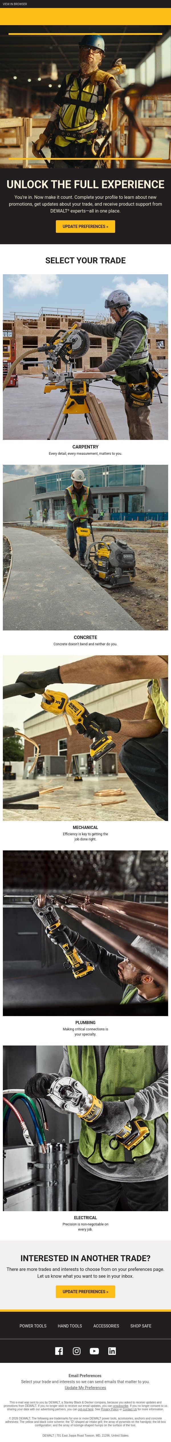 Tell Us What You Want to See email from DeWalt screenshot