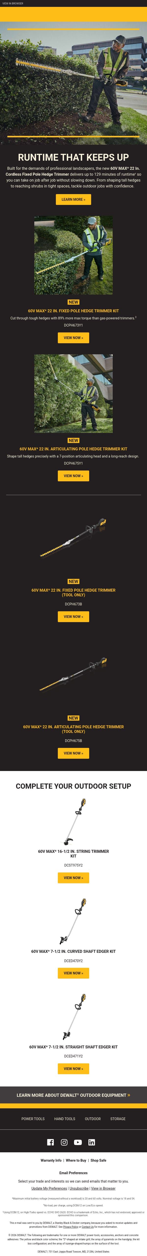 Runtime That Keeps Up email from DeWalt screenshot