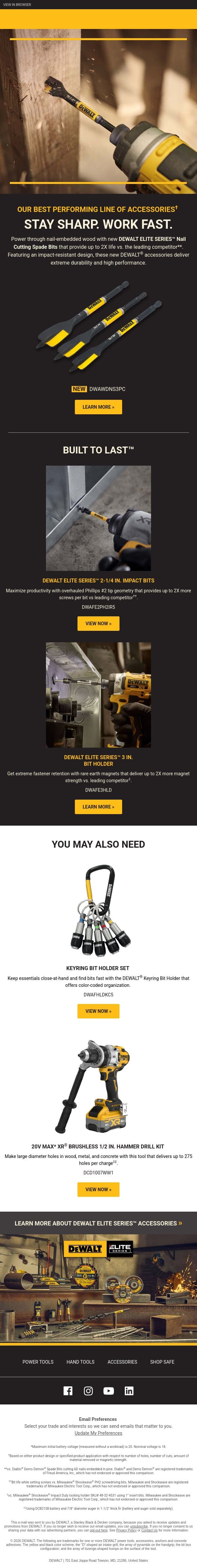 Power Through Nail-Embedded Wood email from DeWalt screenshot