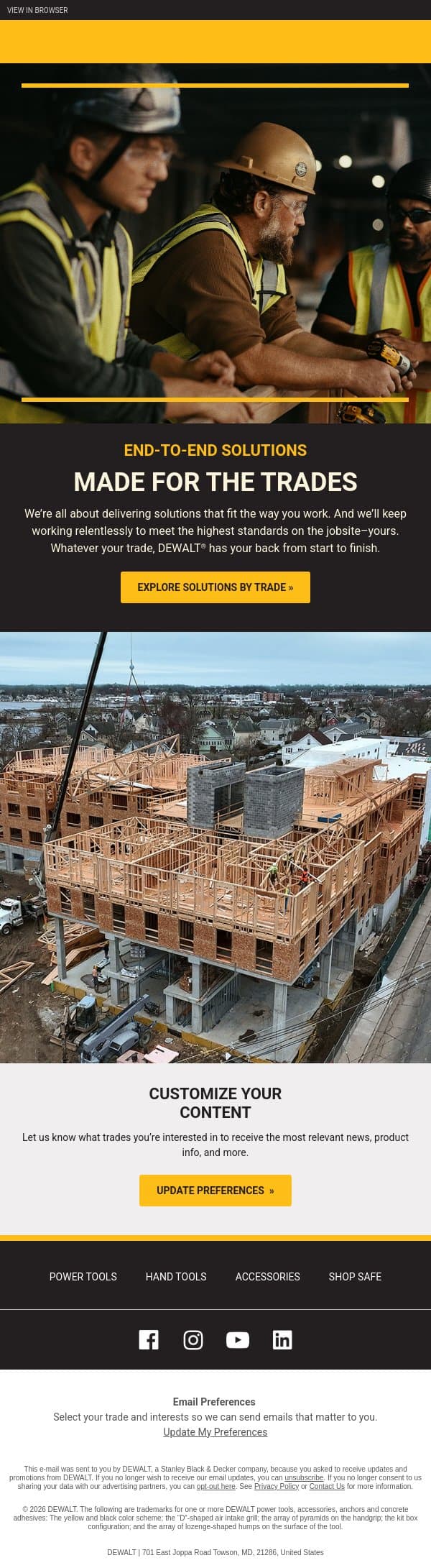 Your Specialty is Our Specialty email from DeWalt screenshot