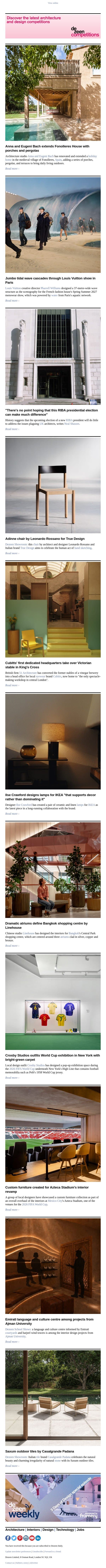 Louis Vuitton tidal wave | Ilse Crawford IKEA lamps | "No point" in RIBA election email from Dezeen screenshot