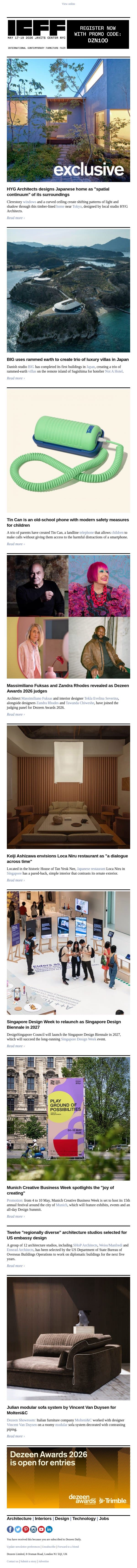 BIG rammed-earth villas | US embassy architects | Kids' landline phone email from Dezeen screenshot