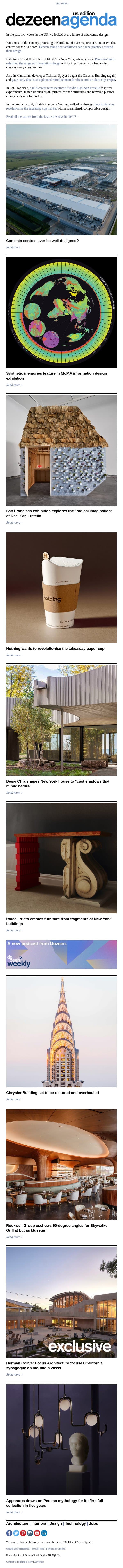 Agenda US: Can data centres ever be well-designed? email from Dezeen screenshot