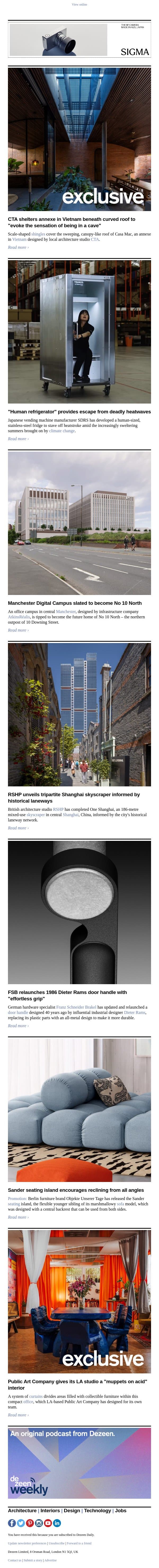 Human refrigerator | No 10 North | Dieter Rams doorhandle email from Dezeen screenshot