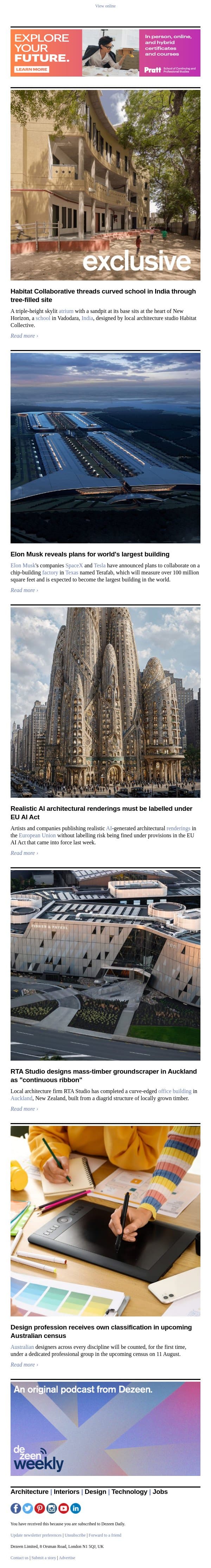 World's largest building | Mass-timber groundscraper | AI rendering labelling email from Dezeen screenshot