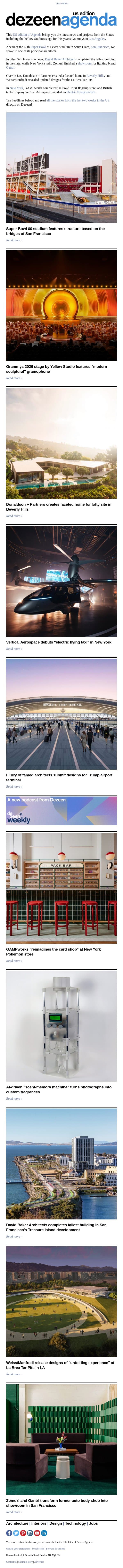 Agenda – US edition: David Baker Architects completes tallest building in San Francisco email from Dezeen screenshot