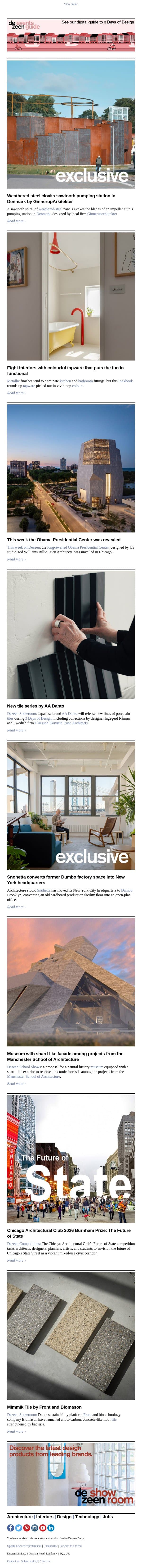 Sawtooth pumping station | Colourful tapware | Snøhetta New York office email from Dezeen screenshot