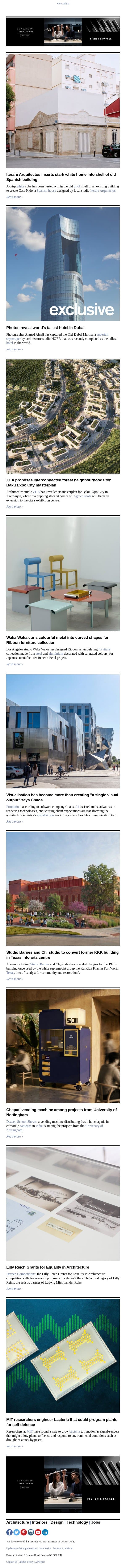 World's tallest hotel | Converted KKK building | ZHA Baku Expo City masterplan email from Dezeen screenshot