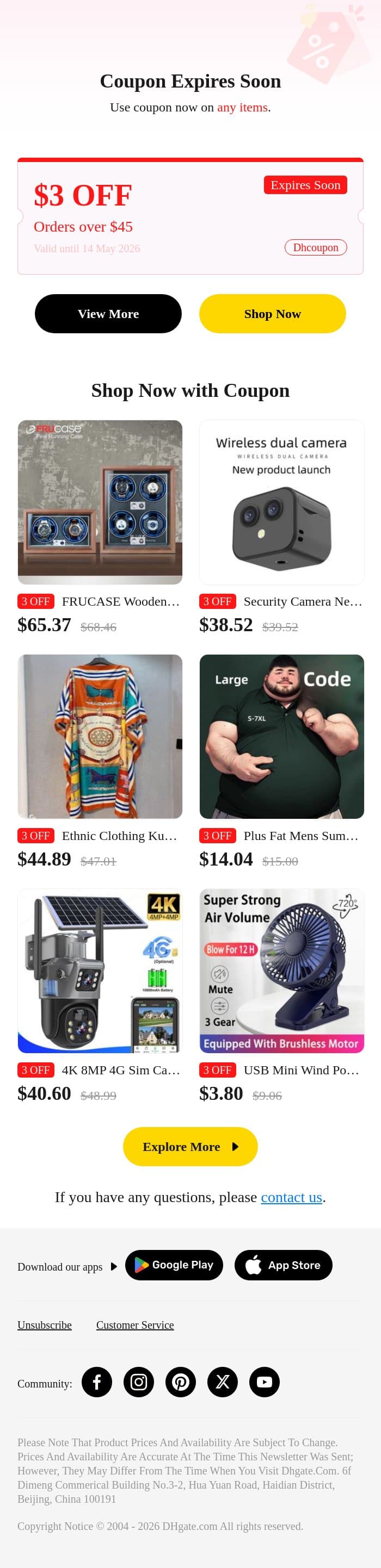 Only 2 days left to save $3! email from DHgate screenshot
