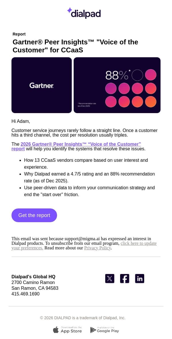 The 3rd channel resolution trap (and the Gartner® data to fix it) email from Dialpad screenshot