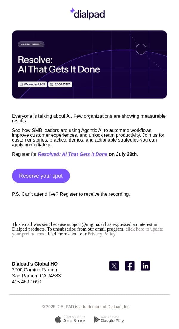 What Agentic AI Looks Like in the Real World email from Dialpad screenshot