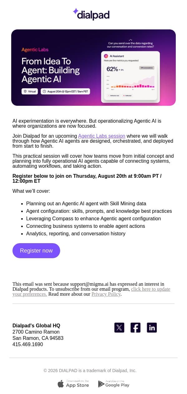From Idea to Agent: Building Agentic AI email from Dialpad screenshot