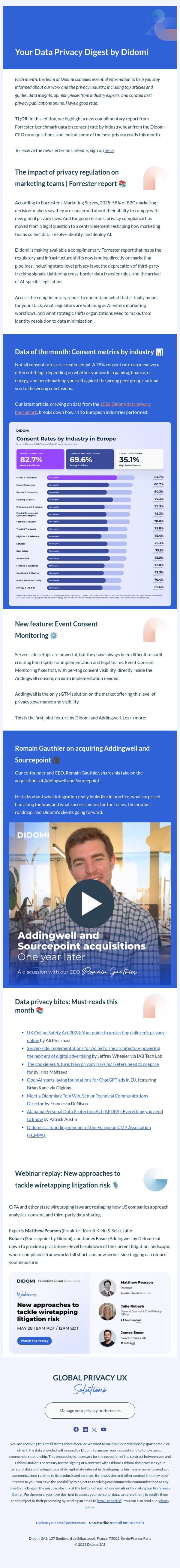 58% of marketers are concerned about privacy compliance 👀 email from Didomi screenshot