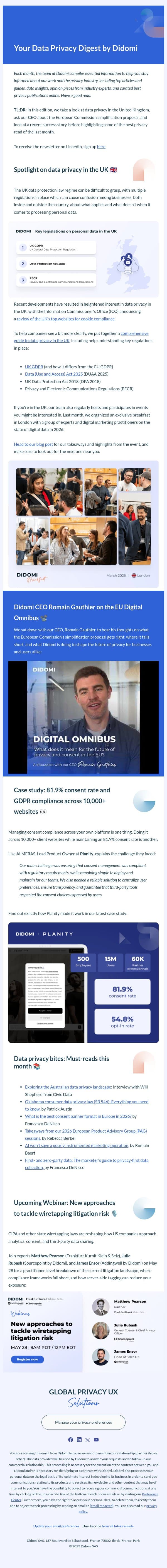 Spotlight on the UK data privacy space 🇬🇧 email from Didomi screenshot
