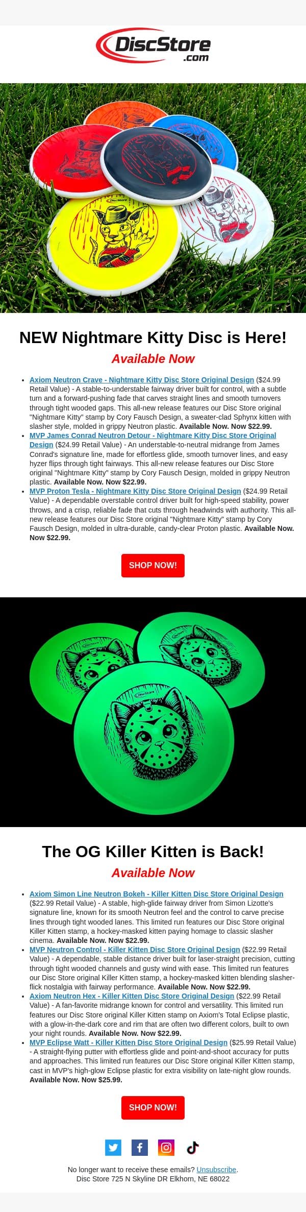 NEW Killer Kitten Drop email from Discace screenshot