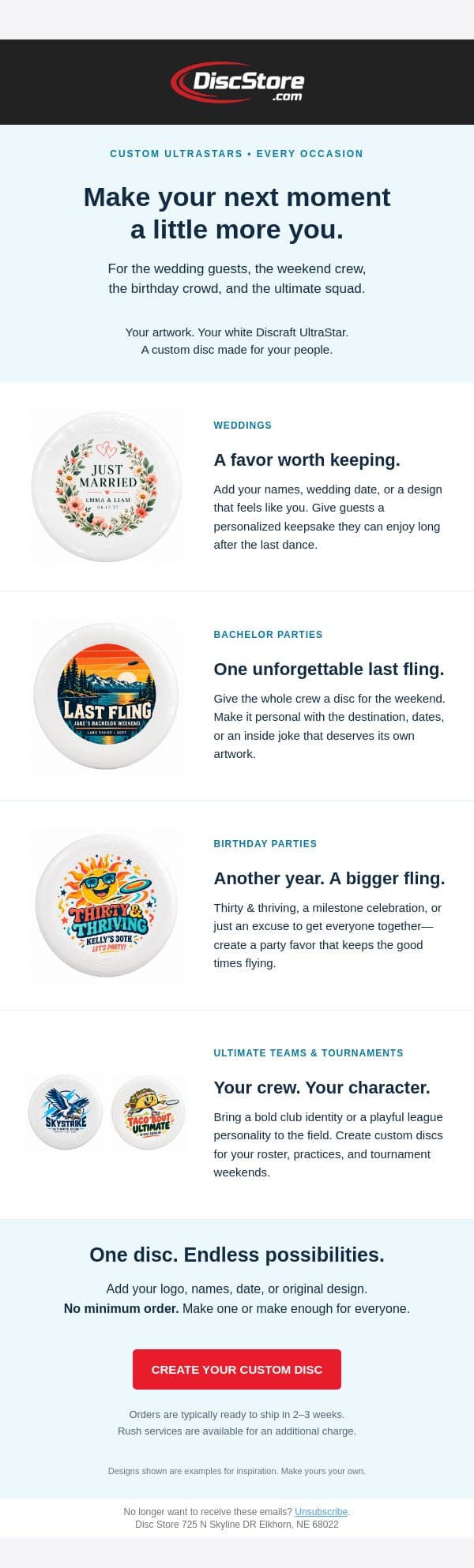 A custom disc for every kind of crew email from Discace screenshot