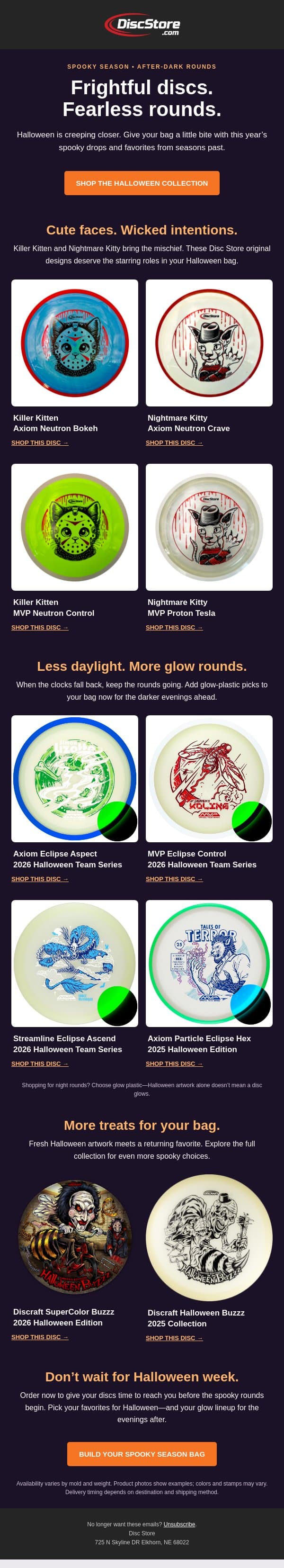 Your Halloween bag is calling 🎃 email from Discace screenshot