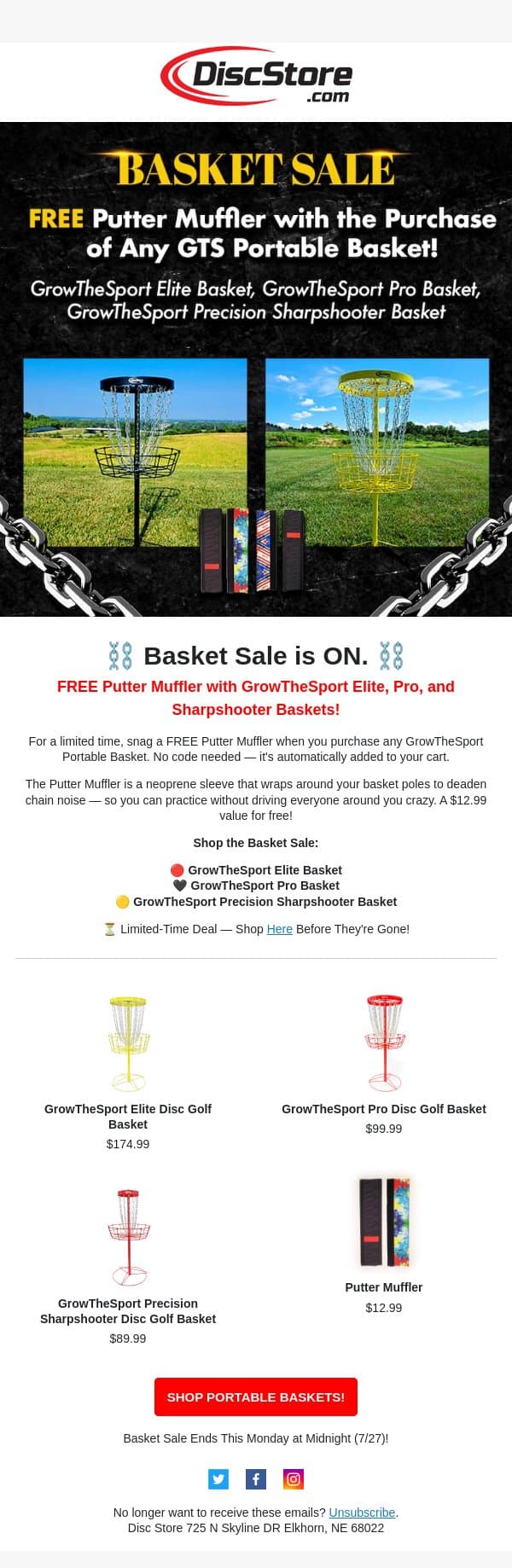 Basket Sale! email from Discace screenshot