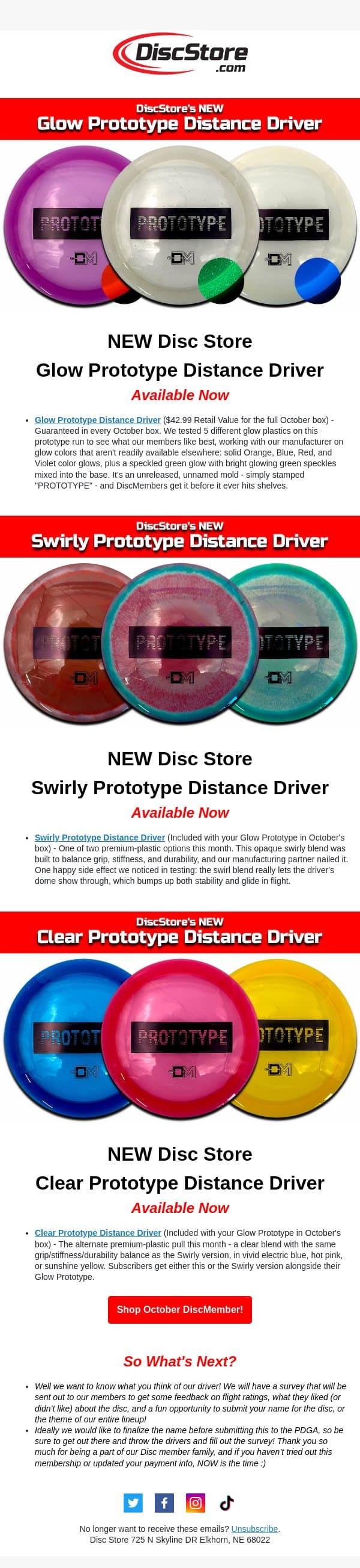 NEW Disc Store Disc is Here! email from Discace screenshot