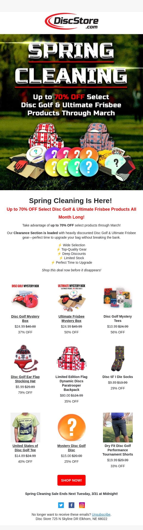 Spring Cleaning! email from Discace screenshot