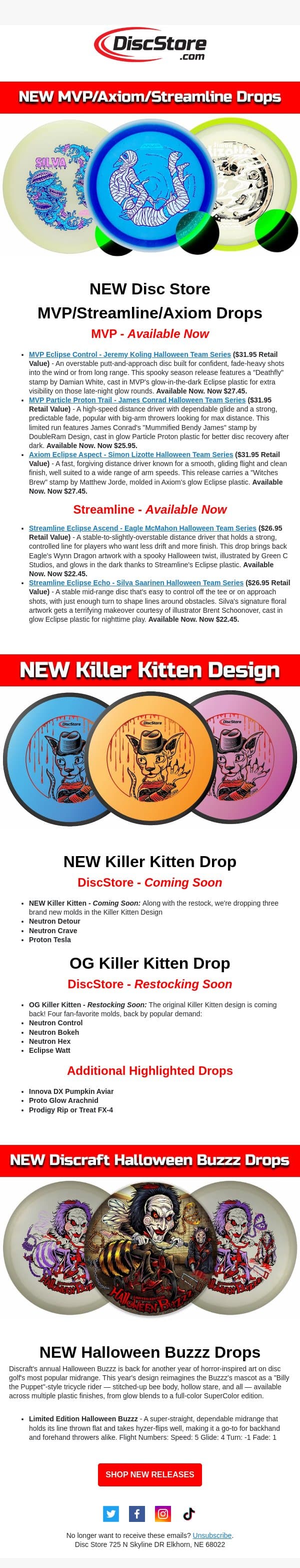 NEW MVP/Streamline/Axiom Drops email from Discace screenshot